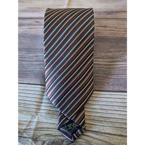 EUC Versa Collezioni Mens Silk Tie HandMade Diagonal Stripe Silver Black Red T63